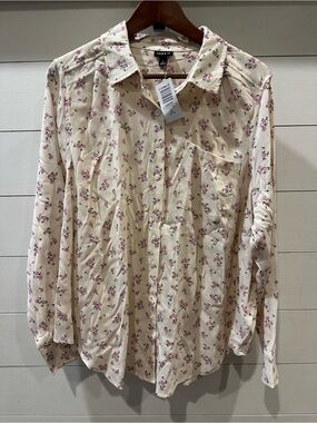 TORRID Women’s Lizzie Crinkle Gauze Cream Floral Button-Up Shirt- size 1